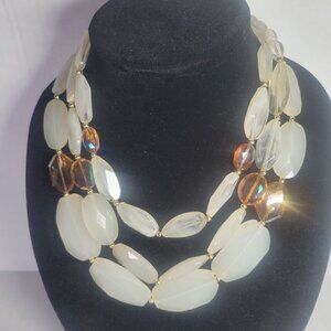 Multi-Strand Statement Iridescent Beads & Gold-Tone Accents Necklace